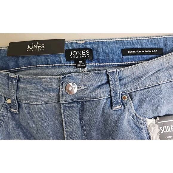 JONES NY~Woman Size 10/30~Blue/White Lexington Skinny Crop Jeans Trend Alert NWT - Picture 7 of 10